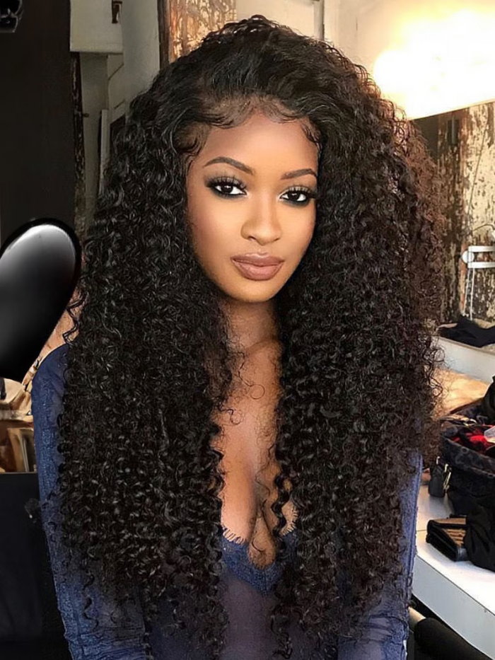 24'' 13x4 Pre-Everything Lace Frontal Wig Kinky Curly Wig With Bleached Invisible Knots