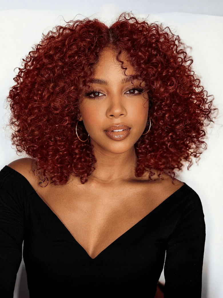 UNice 7x5 Bye-Bye Knots™ Wig Glueless Lace Sunset Jerry Curly for Reddish Brown Drawstring Wig With Bleached Knots