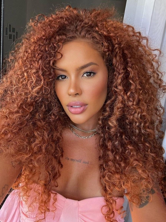 [From 18"] 13x4 Pre-everything Lace Front Wig Ginger Color Curly Human Hair Wig