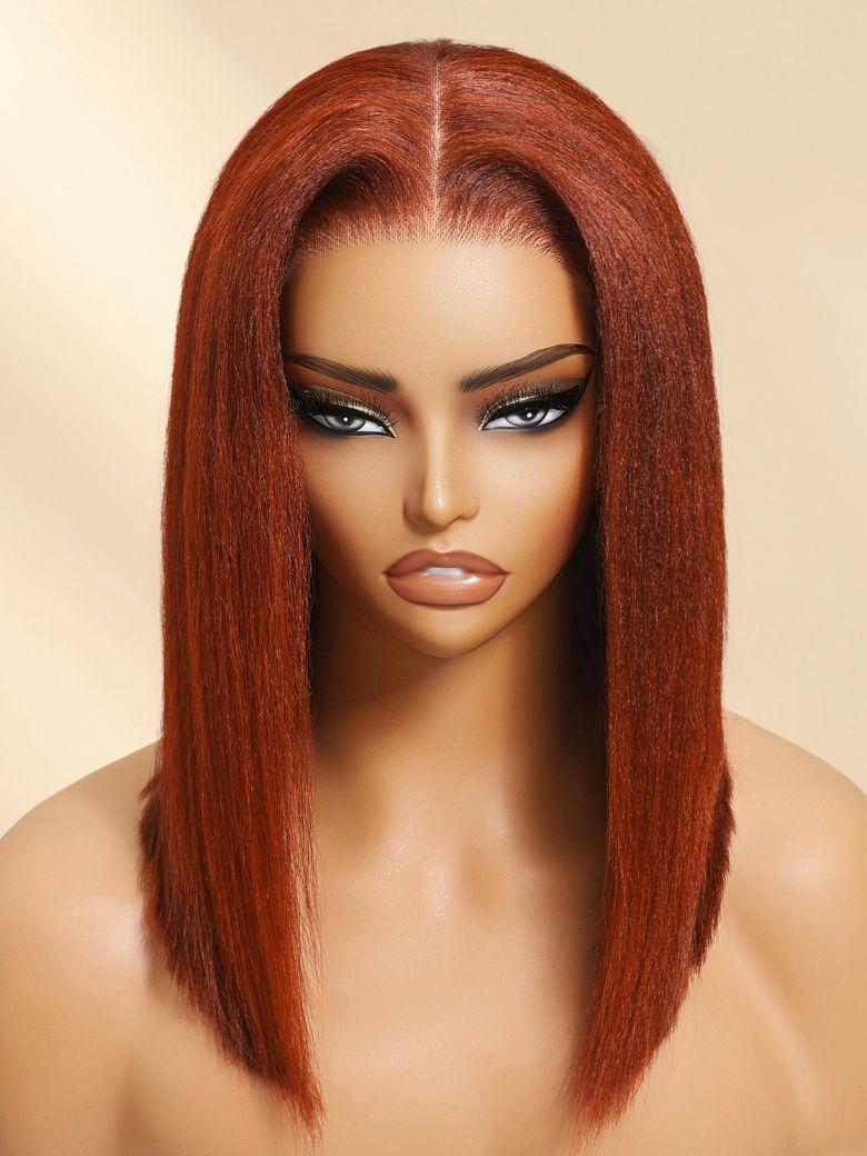 [Limited Time Offer] UNice Bye-Bye Knots 7x5 Lace Reddish Brown Yaki Bob Wig