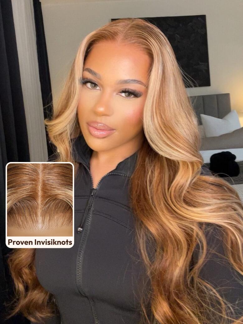 UNice Bye-Bye Knots Wig Pre-Cut 7x5 Glueless Lace & 13x4 Pre Everything Honey Blonde Body Wave Wig With Bleached Clean Knots