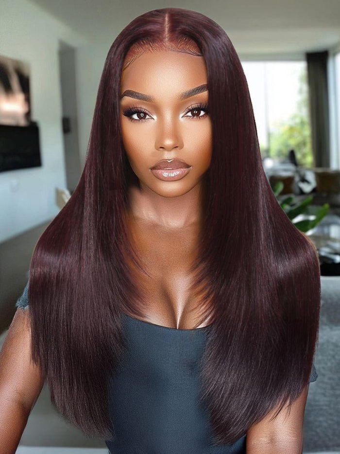24'' 13x4 Pre-Everything™ Lace Frontal Wig Black Cherry Layered Straight Wig