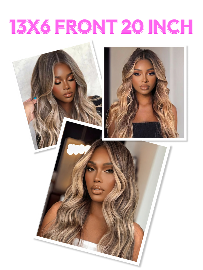 [All 20"] 13x6 Front Lace 180% Density Honey Highlight 20 Inch Wigs