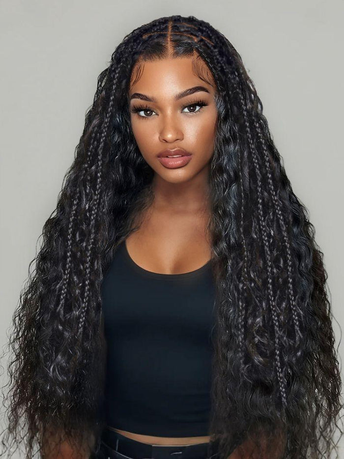 28'' UNice 13x4 Pre Everything™ Pre-Cut Lace Front Pre-Braided Water Wave Style Drawstring Wig With Baby Hair