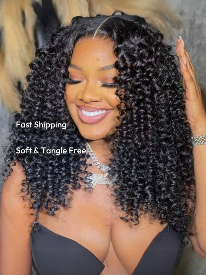 UNice 7x5 Bye-Bye Knots Jerry Curly Wig With Bleached Invisible Knots With Baby Hair Curly Wig 200% Density