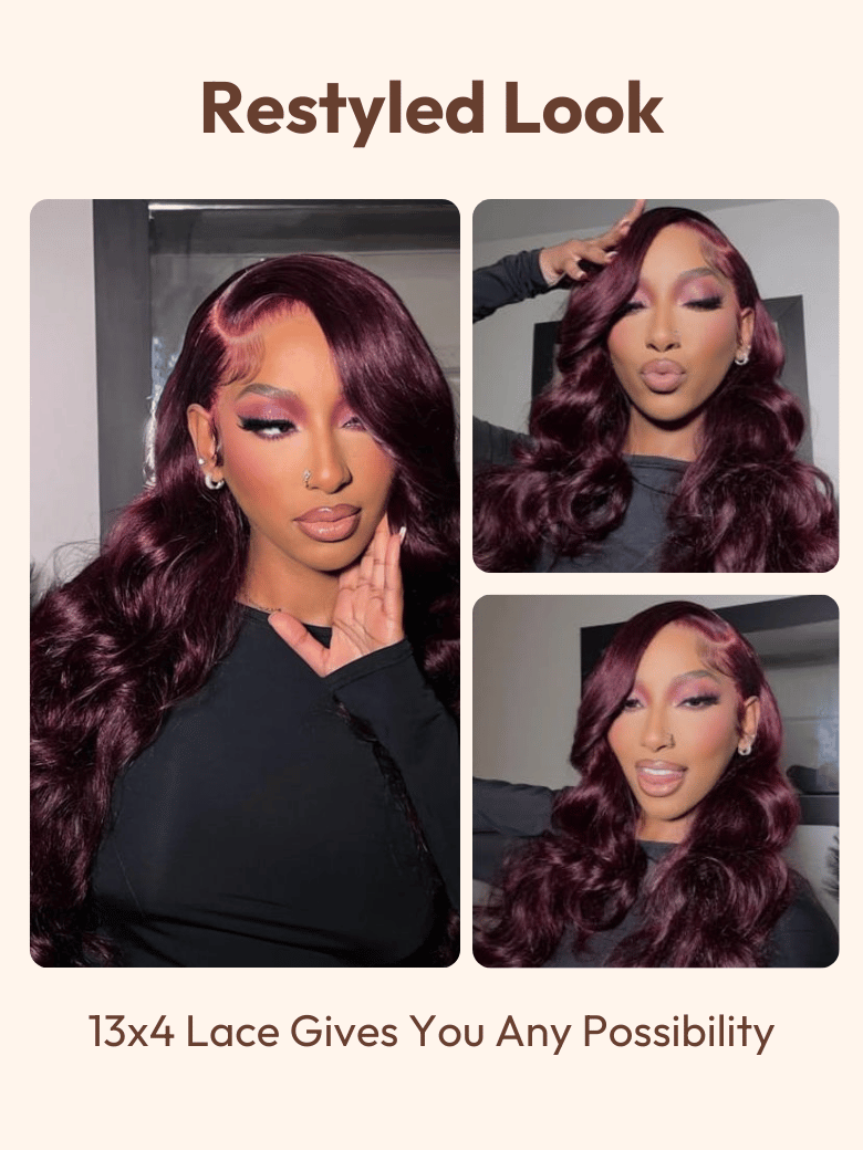 7x5 Bye-Bye Knots™ & 13x4 Pre-Everything™ Lace Frontal Black Cherry Layered Straight Wig