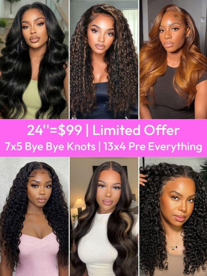 [24''=$99] 7x5 Bye Bye Knots & 13x4 Pre Everything Wig Collection
