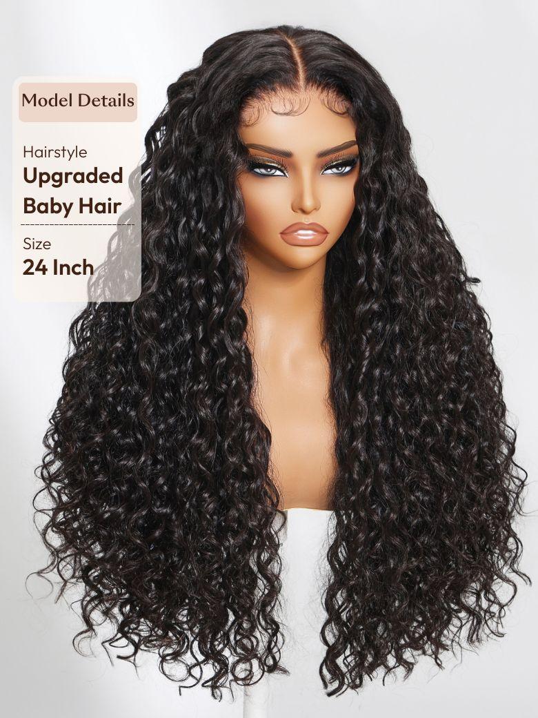 UNice 100% Human Hair Baby Hair Around Bye-Bye Knots™ 7x5 Lace Water Wave Drawstring Wig