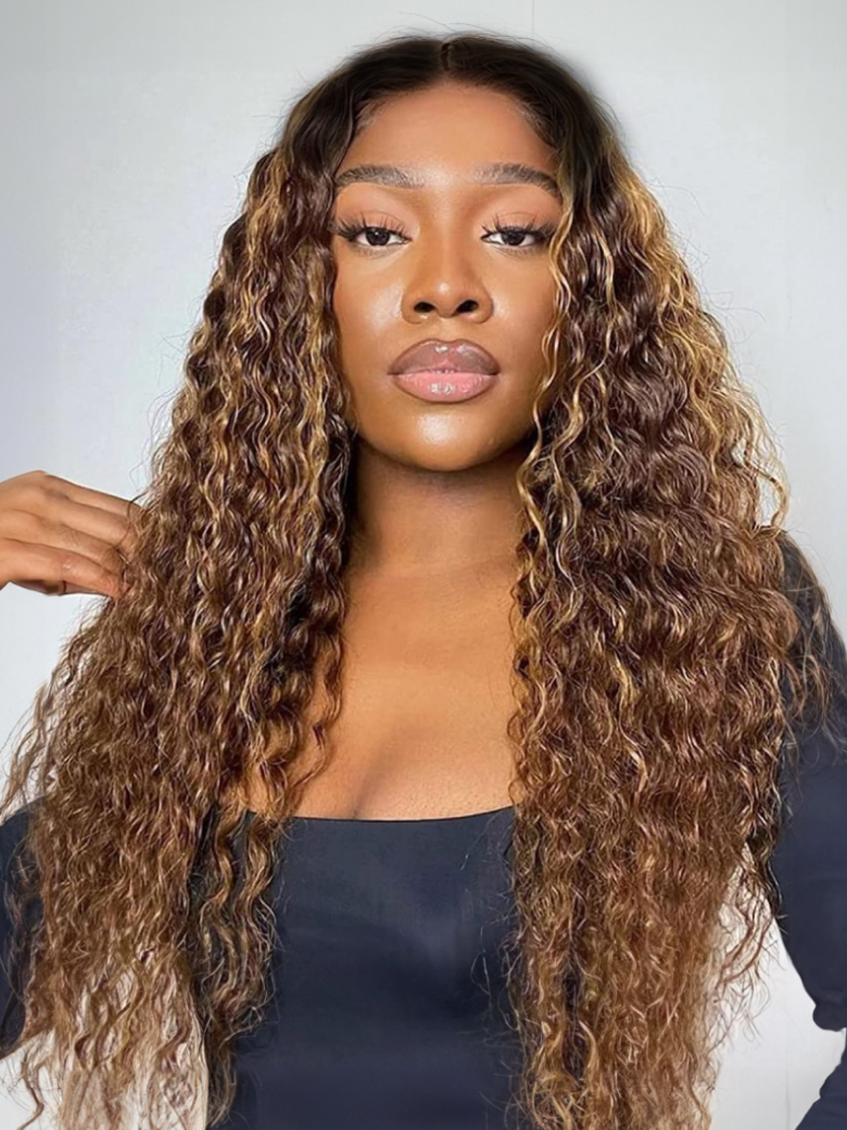 150%-250% Density 7x5/13x4 Glueless Lace Honey Blonde Body Wave/Layer Straight/Curly Wig With Bleached Clean Knots