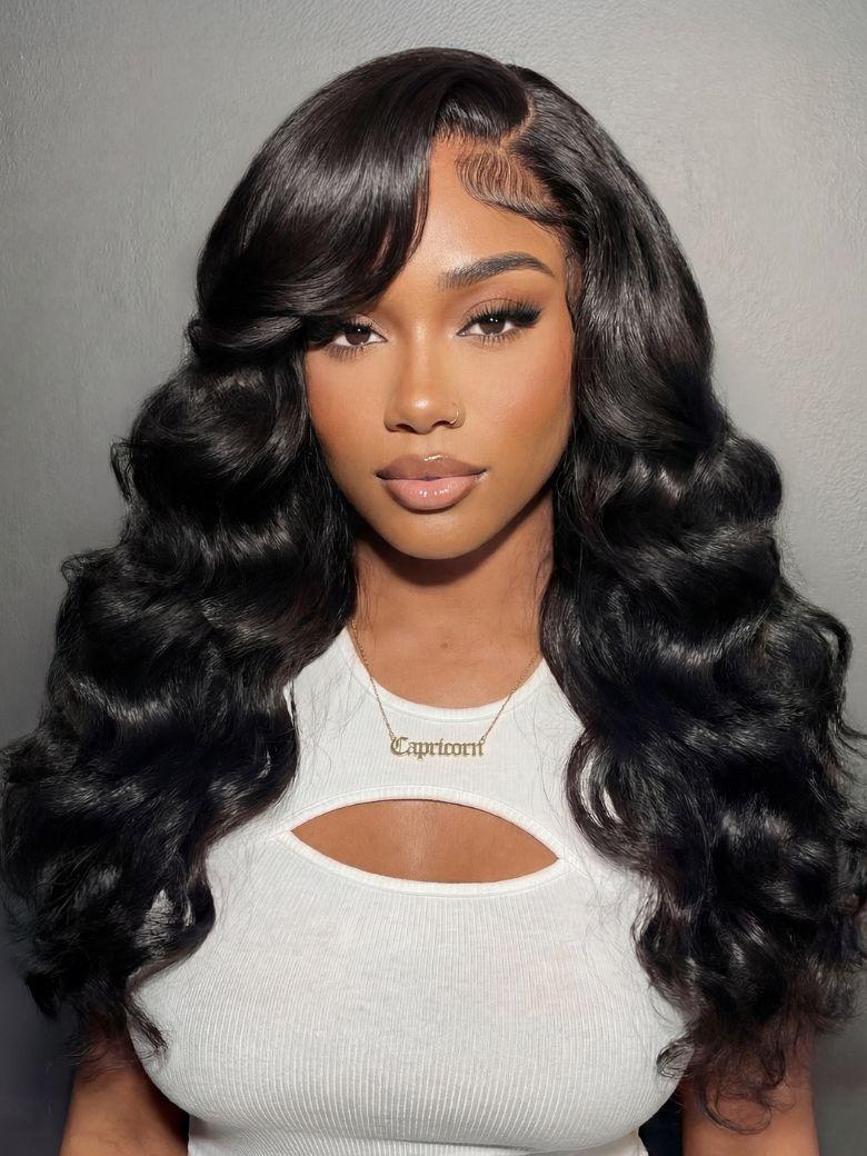 UNice 200% Density Bye-Bye Knots™ 7x5 Lace Loose Curls Feathered Cut Wigs with Side Swept Bangs & Invisi Drawstring