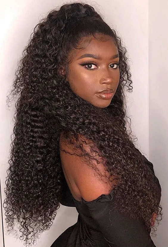13x4 Pre-Everything Lace Frontal Wig Kinky Curly Wig With Bleached Invisible Knots 180% Density