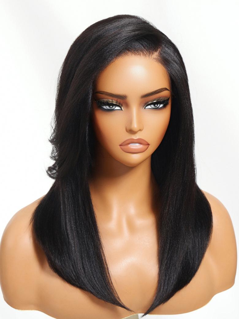 UNice Bye-Bye Knots 7x5 Lace Yaki Straight Wig with Side Swept Bangs