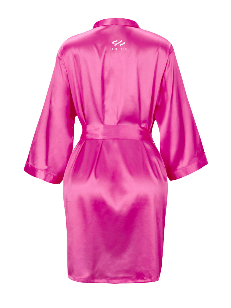 UNice Exclusive Pink Silk Robe Intimate Lingerie Nightgown Sexy Nightwear (1 pc)