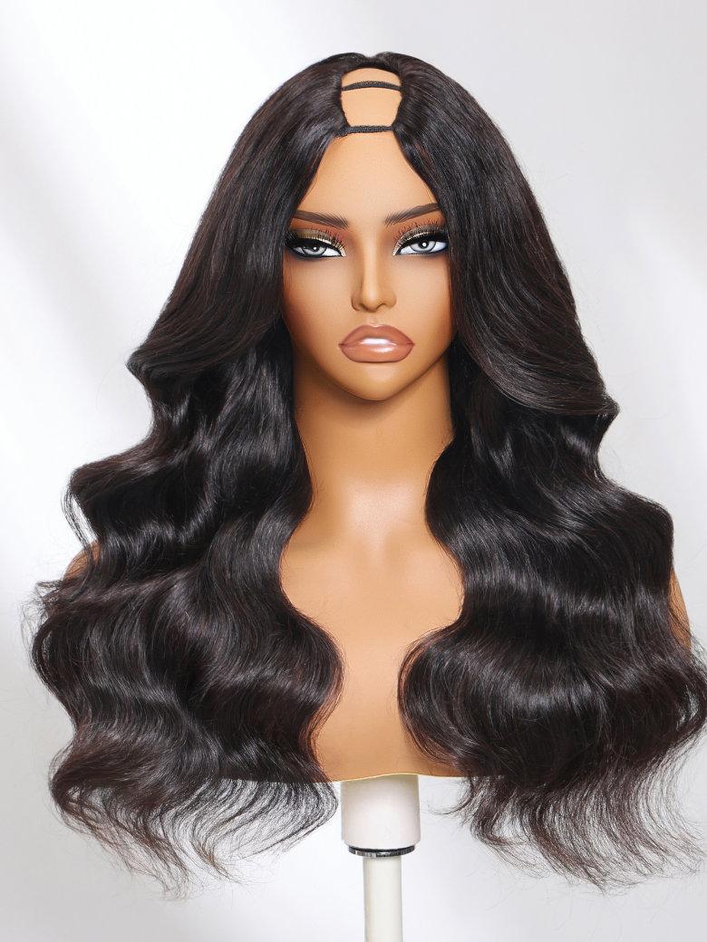 Pull & Go™ U Part / EasiContour V Part Hair Wig‎ Natural Color Body Wave Wigs For Women