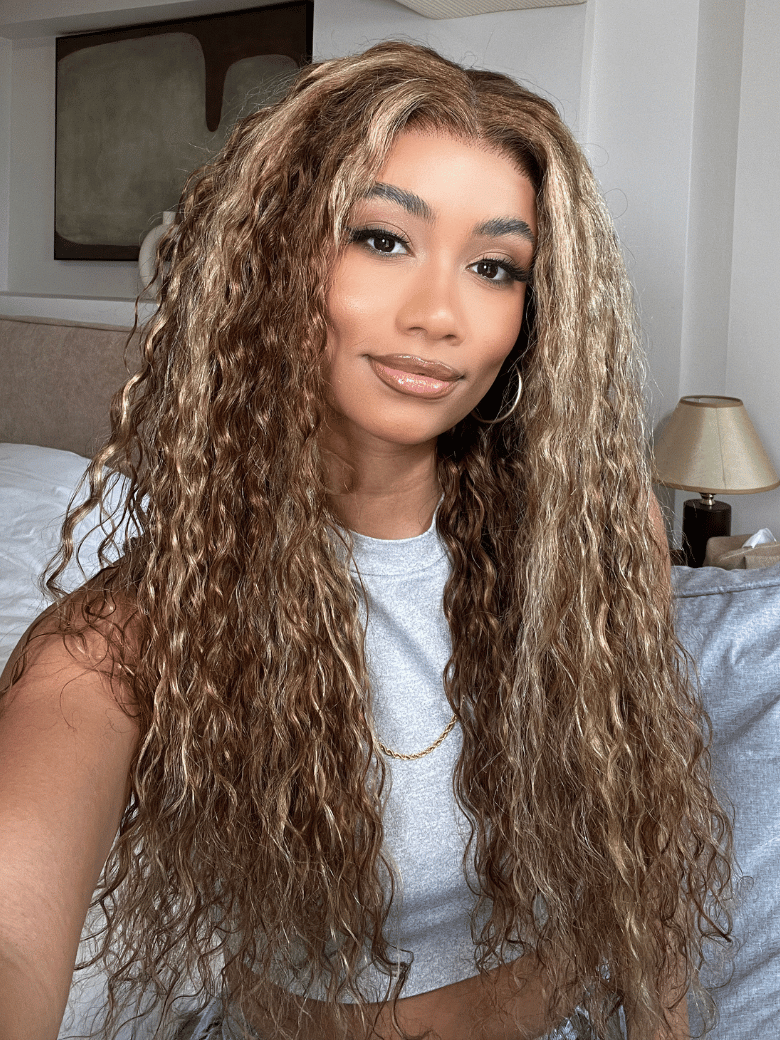 UNice Real Ear To Ear Super Secure 13x4 Lace Frontal Honey Blonde Highlights Jerry Curly Pre-Everything Wig