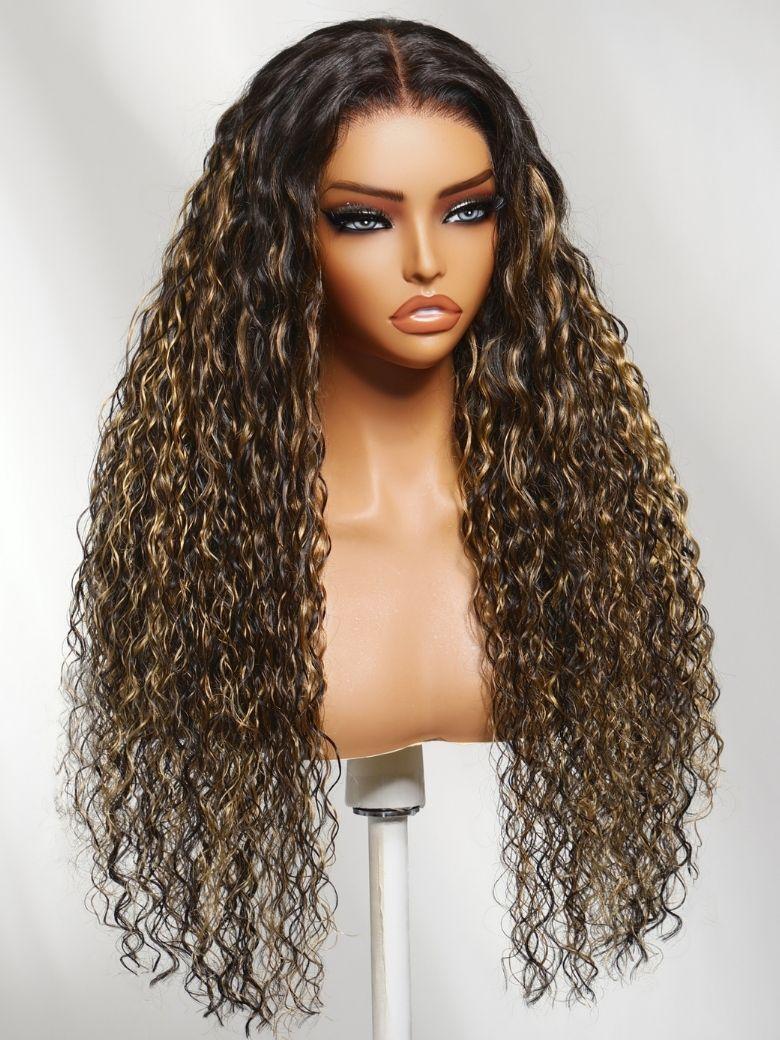 UNice 7x5 Bye Bye Slip™ Lace Golden Blonde Balayage Highlights Water Wave Glueless Wig