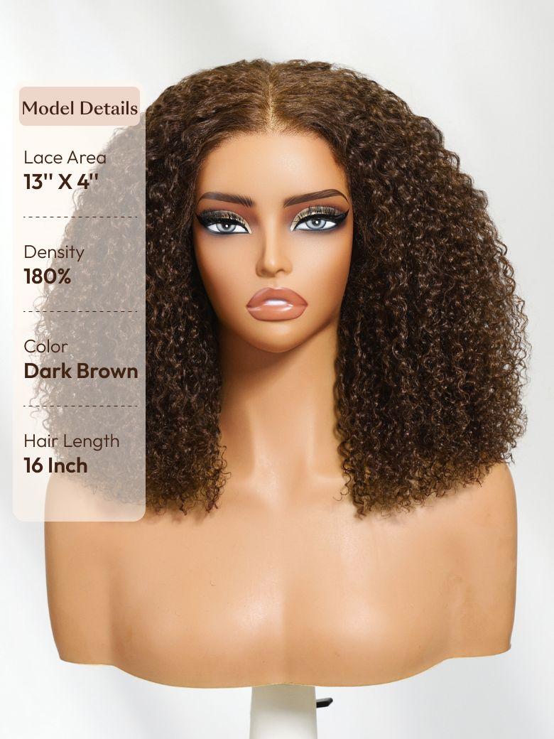 UNice 13x4 Pre-Everything™ Lace Frontal Dark Brown Afro Kinky Curly Glueless Drawstring Wig