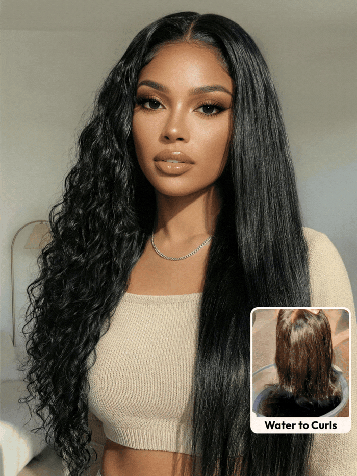 [Free Wig For All Length] UNice 13x4 Bye Bye Slip™ 2-in-1 Straight to Water Wave Wet and Wavy Human Hair Wig With Invisi Drawstring