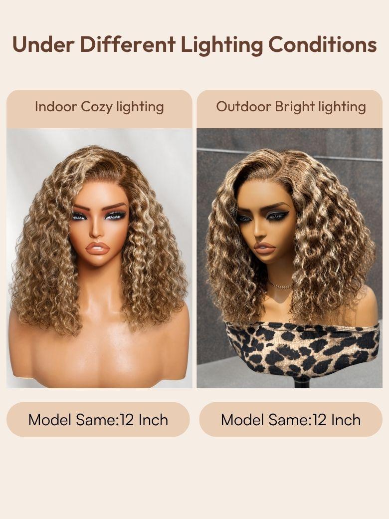 UNice 7x5 Bye-Bye Slip™ Lace Honey Blonde Highlights Voluminous Curly Bob Wig