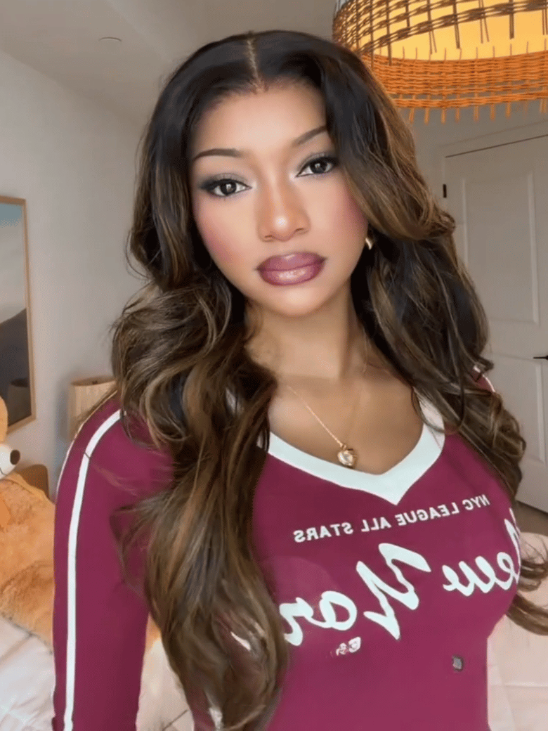 [$100-$50] 7x5 Bye Bye Slip™ Balayage Highlight Body Wave & Curtain Bangs Wig – Glueless Lace Pull & Go with Invisi Drawstring