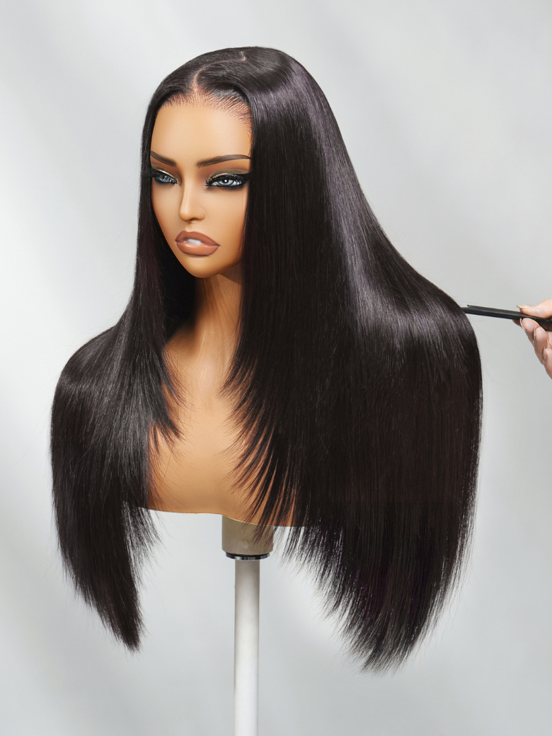 UNice 13x4 Pre-Everything™ Lace Frontal Black Feather Layer Cut Straight Glueless With Invisi Drawstring