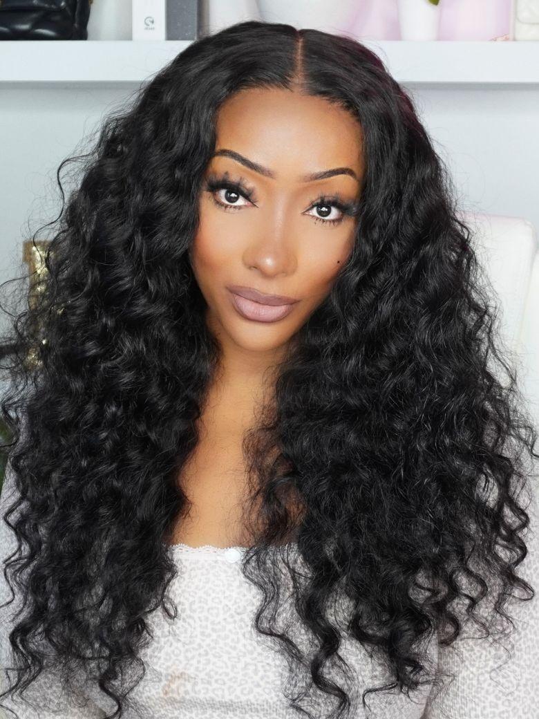 UNice Bye-Bye Knots™ 7x5 Lace Black Natural Wavy Wig With Invisi Drawstring 150% Density