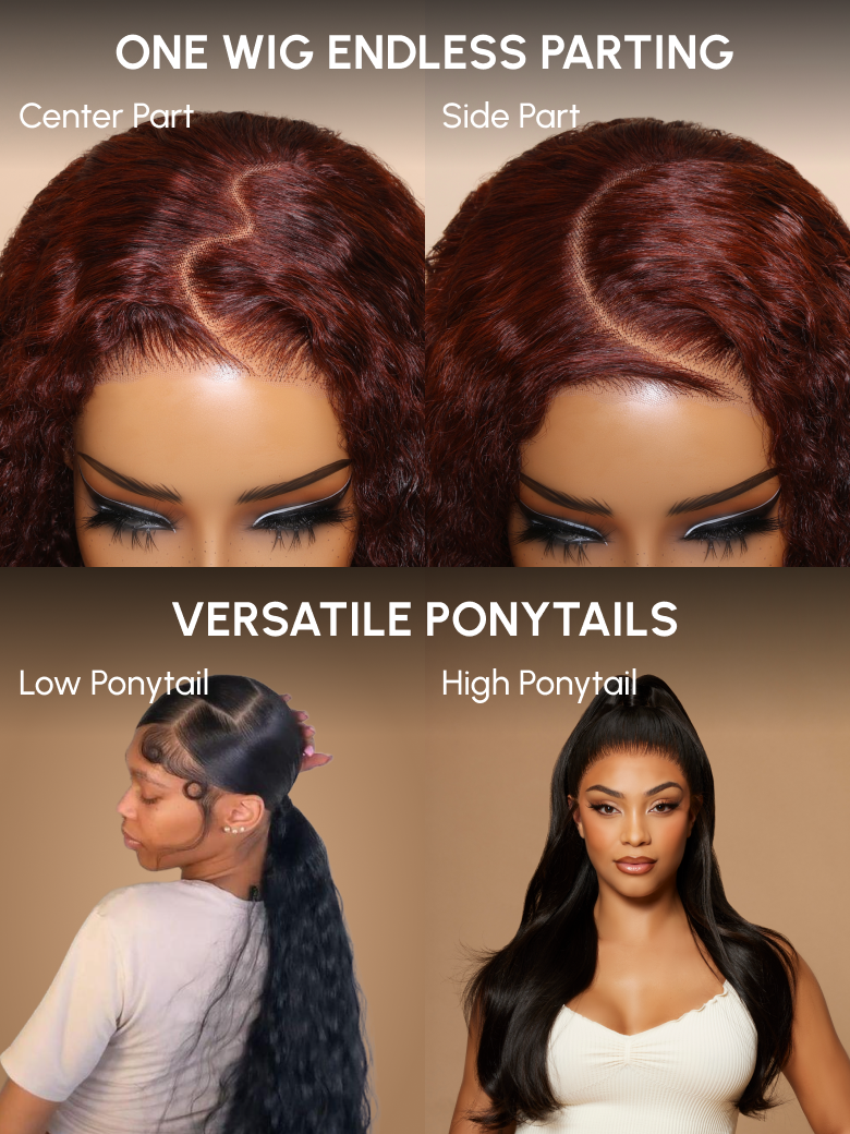 13x4 Pre-Everything Lace Frontal Black Cherry Layered Straight Wig 150% Bouncy Density