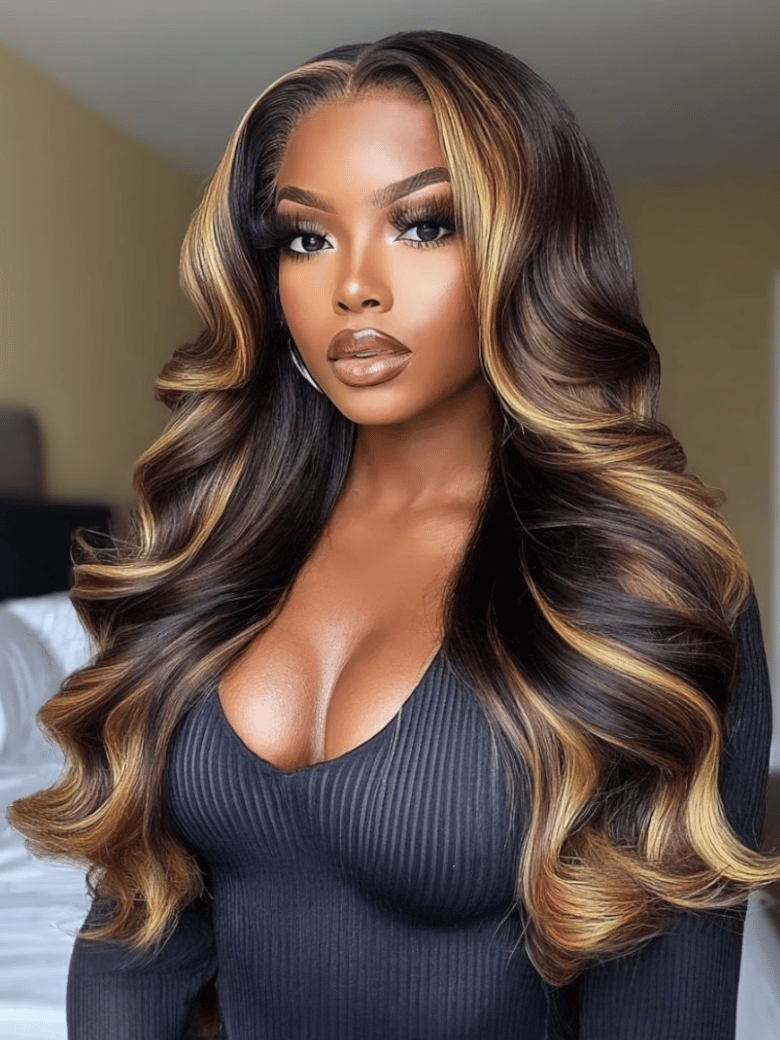 UNice 7x5 Bye-Bye Knots™ Lace Loose Wave Butterscotch Highlights Brown Wig