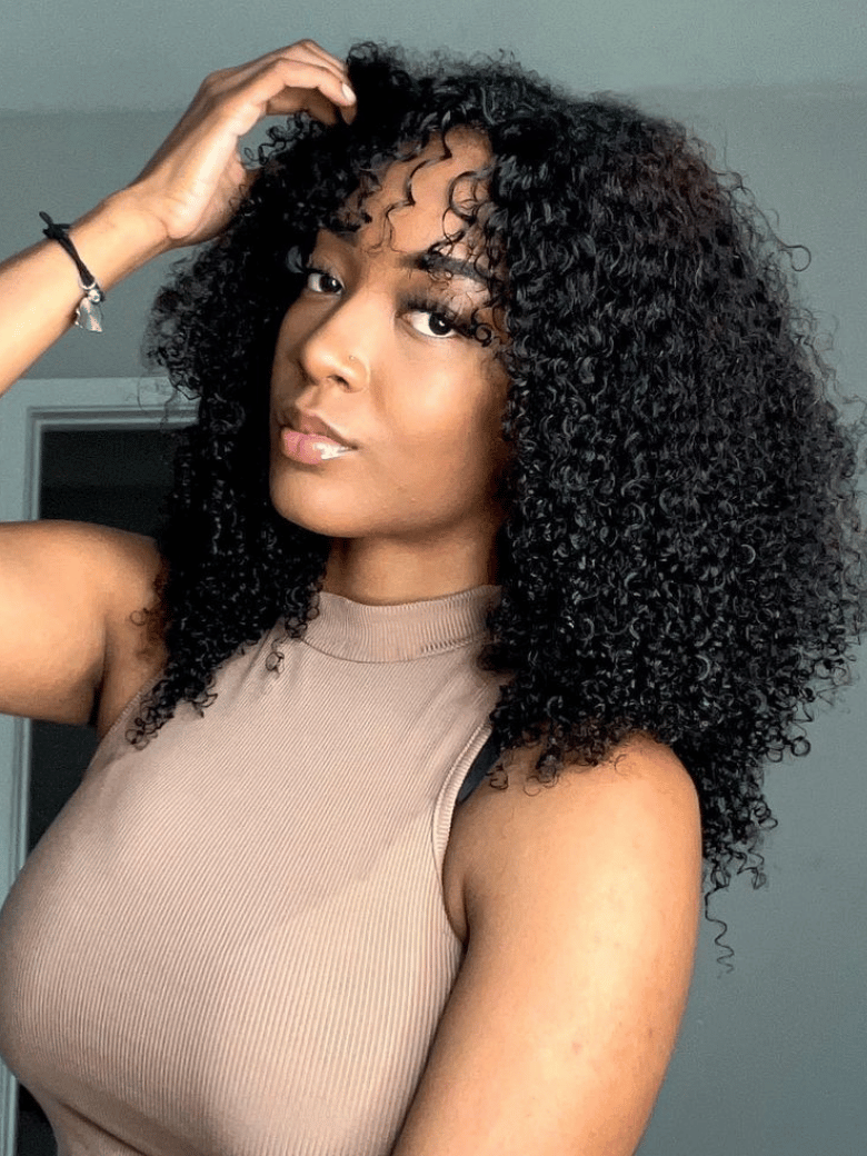 EasiContour™ V Part Minimal Glueless Kinky Curly Glueless Wig 150% Density