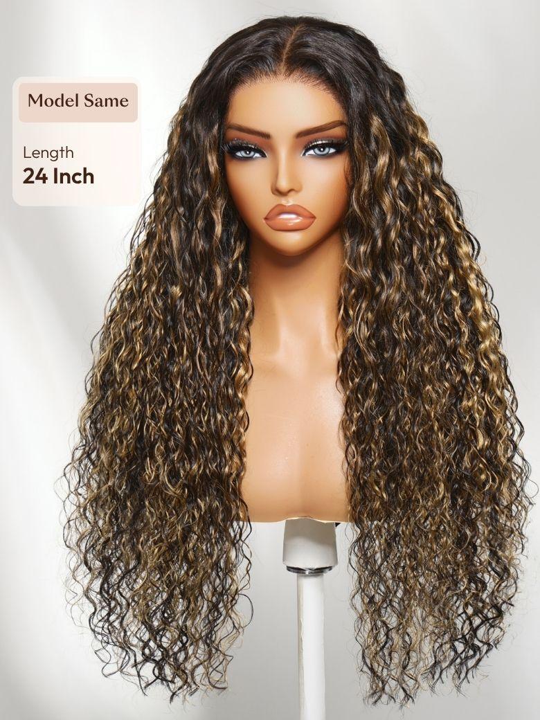 UNice 7x5 Bye Bye Slip™ Lace Golden Blonde Balayage Highlights Water Wave Glueless Wig