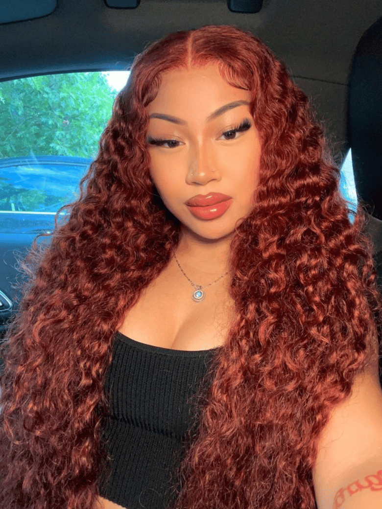UNice Bye-Bye Knots Wig 7x5 Lace Reddish Brown And Natural Color Water Wave Wig