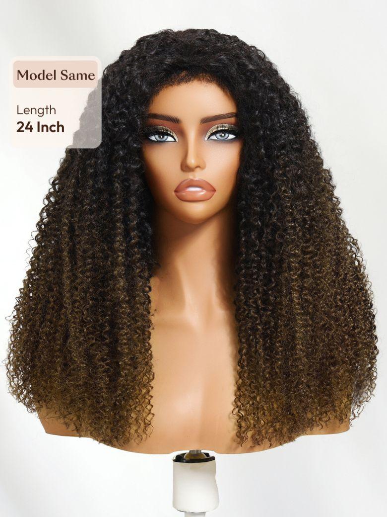 UNice Blend & Secure Half Wig Kinky Curly Glueless Wig for Beginners