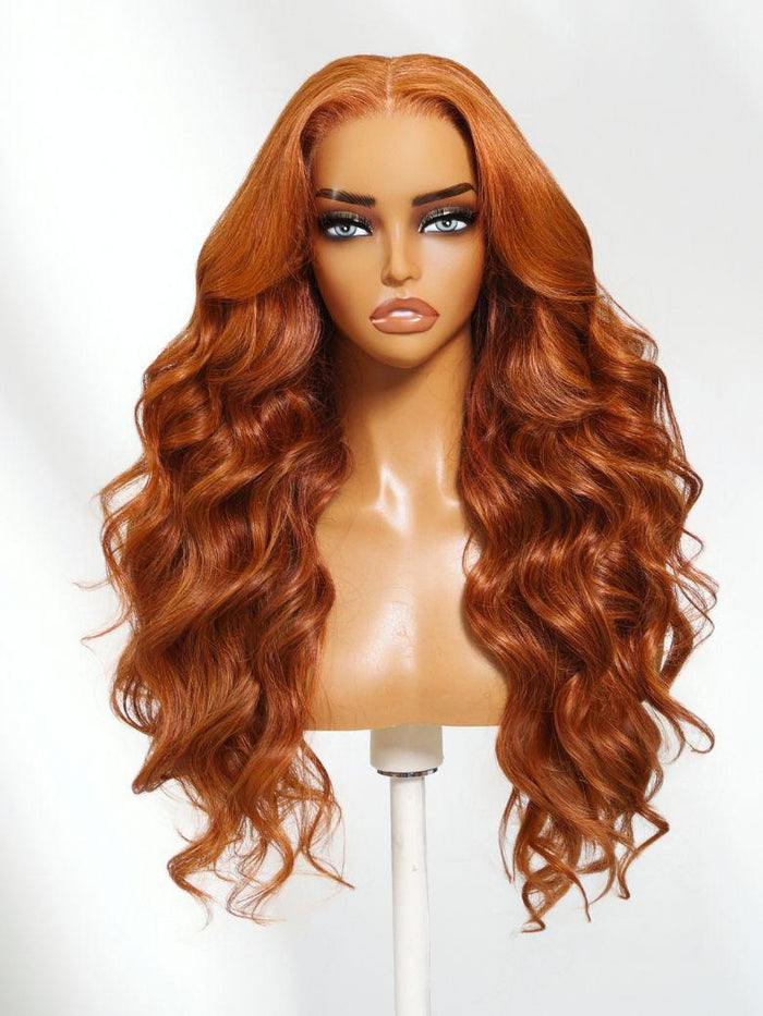 UNice 13x4 Pre-Everything™ Lace Frontal Burnt Orange Ombre Body Wave Ginger Color Drawstring Glueless Wig