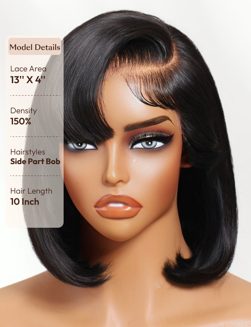 UNice 13x4 Pre-Everything™ Lace Frontal Natural Black Retro Bob Wig With Invisi Drawstring