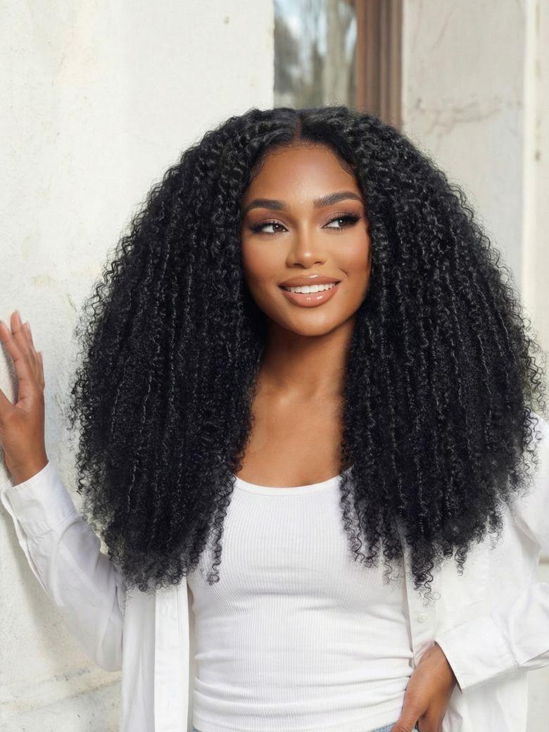 UNice Bye-Bye Knots™ 7x5 Lace Middle Part Micro Twist Curly Wig with Finger Coils End for Natural Afro Texture