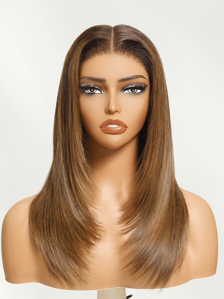 7x5 Bye-Bye Knots Lace Caramel Blonde Layered Straight Wig