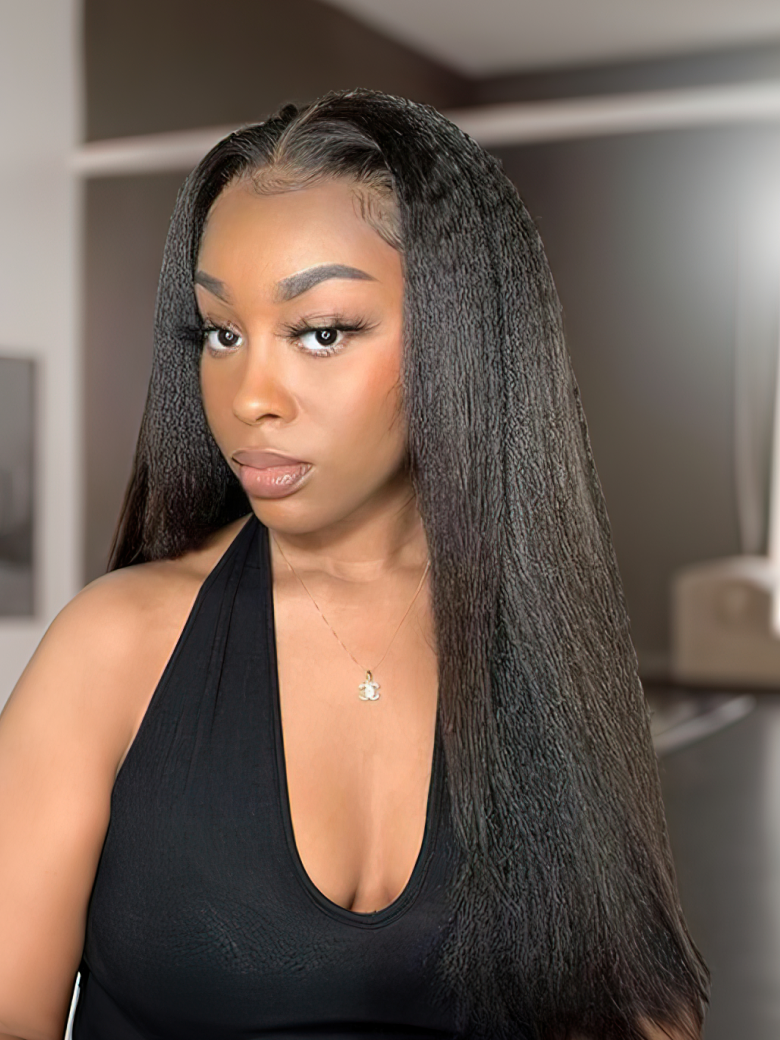 Beginner Friendly Kinky Straight U Part Glueless Wig Brazilian Natural Black Wig