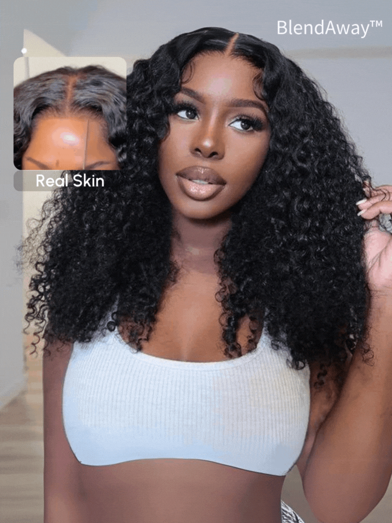 24''=$139 | 5x5 Thin HD BlendAway Lace Closure Black Glueless Jerry Curly Wig 180% Density