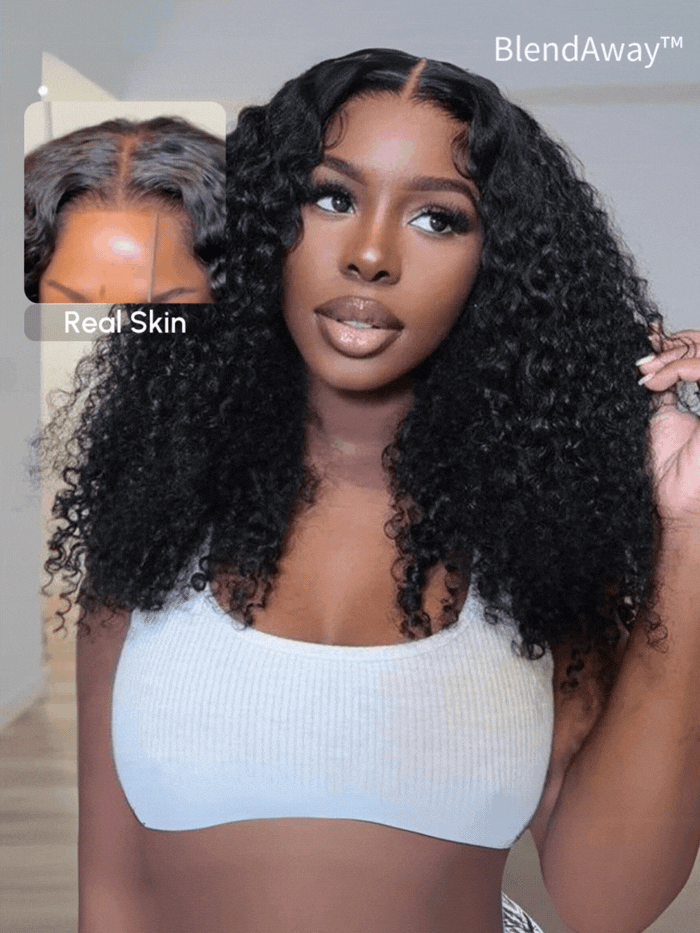 24''=$139 | 5x5 Thin HD BlendAway Lace Closure Black Glueless Jerry Curly Wig 180% Density