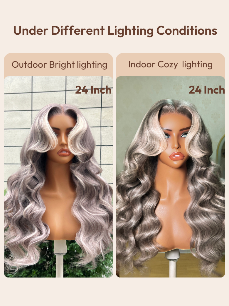 UNice 13x4 Pre-Everything™ Silver Platinum Blonde Highlight Wig With Face-Framing Layer Bangs