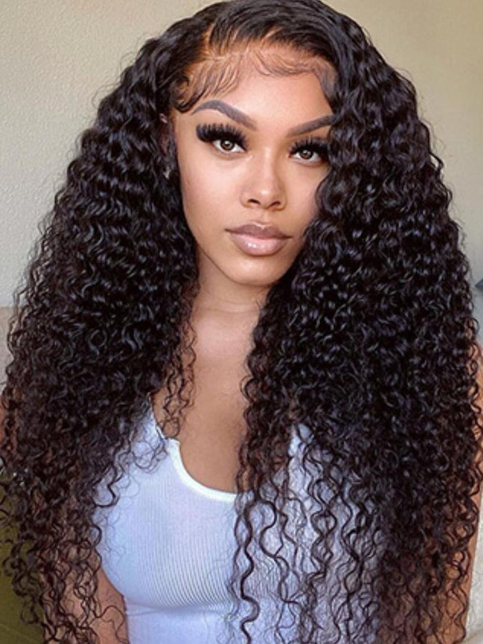 200% Density 13x4 Lace Frontal Curly Wig With Pre-Plucked and Natural-Looking Curls Super Melted