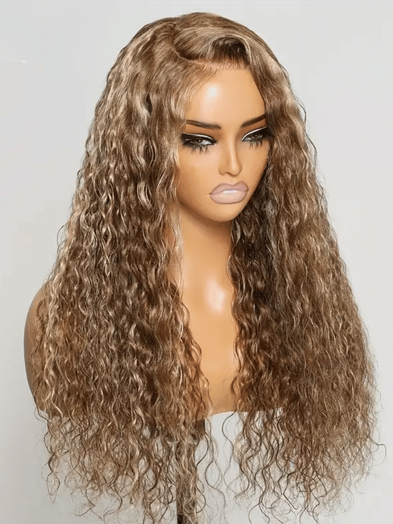 24 Inch 13x4 Pre-Everything Lace Frontal TL412 Honey Blonde Highlights Water Wave Wig