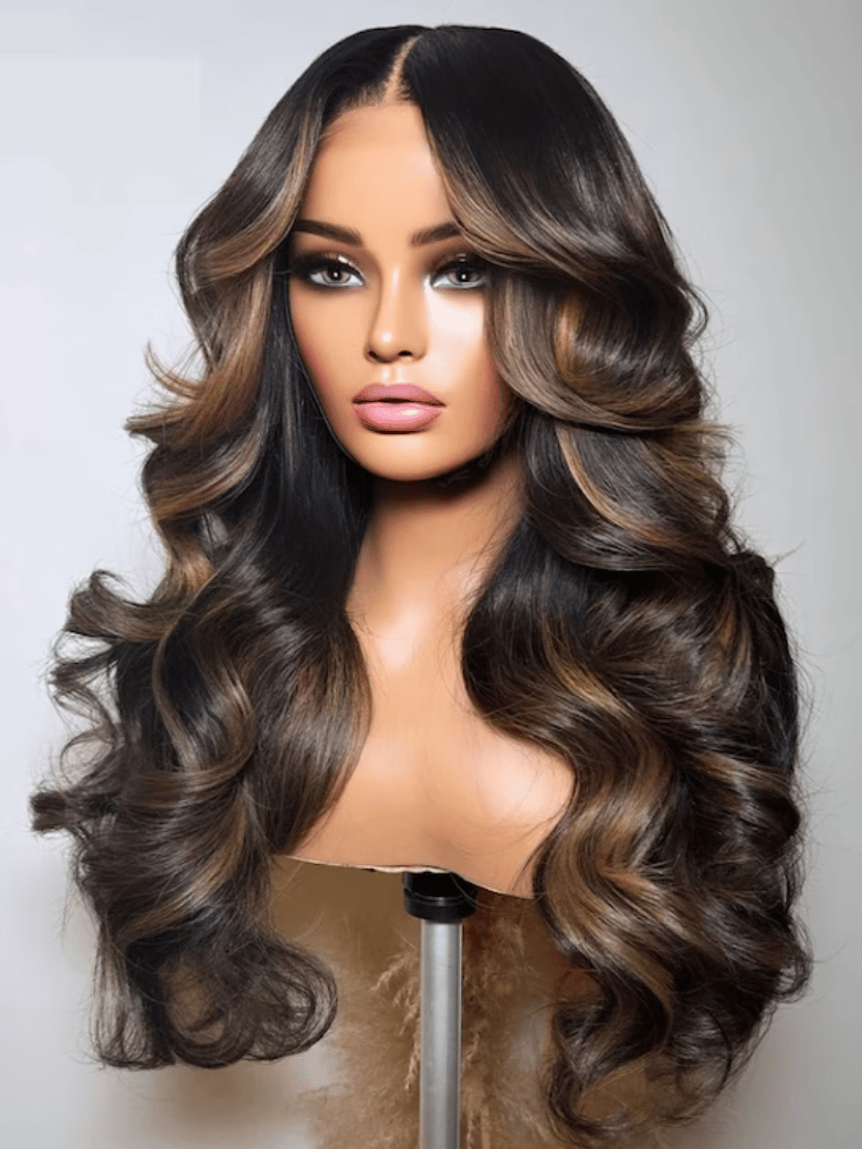 13x4 Pre-Everything™ Lace Front Espresso Brown With Highlights Loose Wave Wig 150% Density