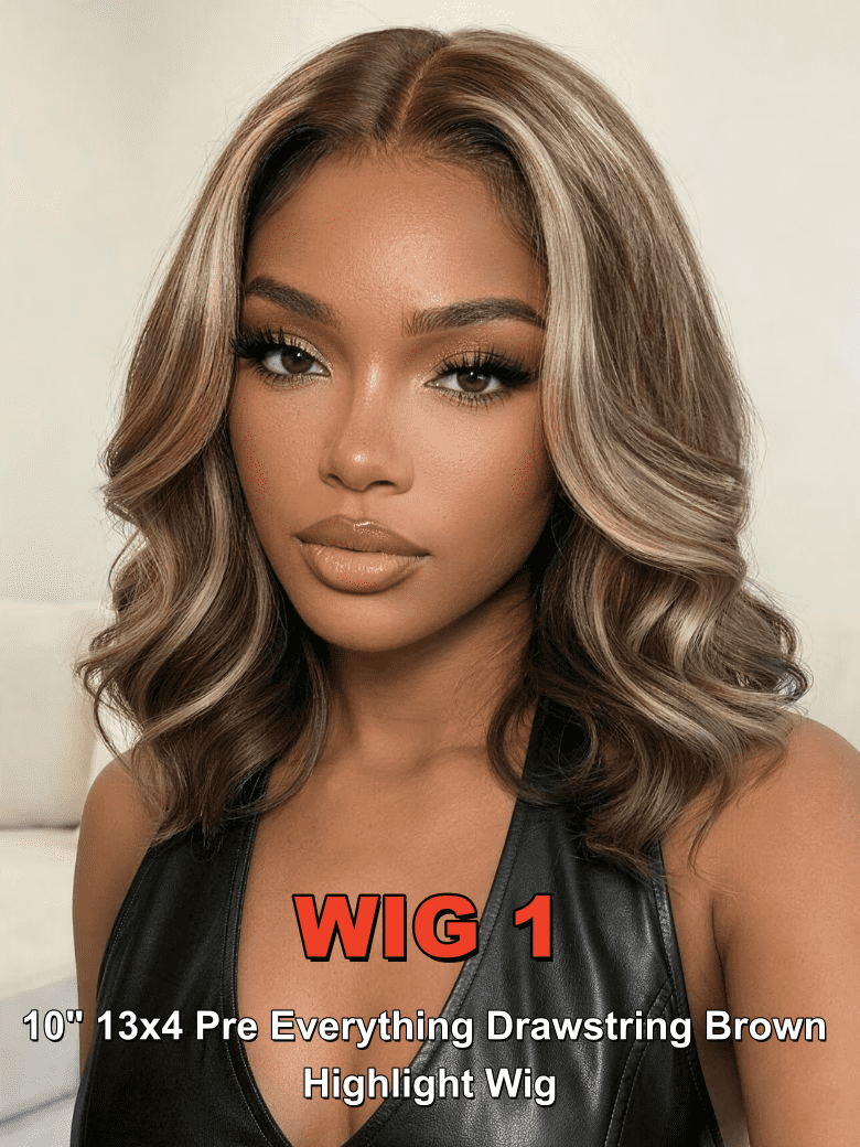 2 Wigs Start From $188 for 20"-22" Lace Wigs And 13x4 Pre Everything Drawstring Brown Highlight Wig