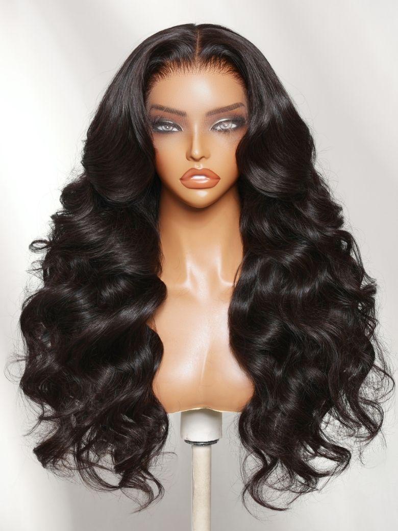 UNice 360 HD Lace Pre-plucked Luxury Raw Virgin Hair Chocolate Brown Balayage Body Wave Wig with Money Piece Highlights