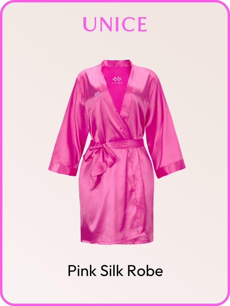 [Add-On Deal] UNice Exclusive Pink Silk Robe Intimate Lingerie Nightgown Sexy Nightwear (1 pc)