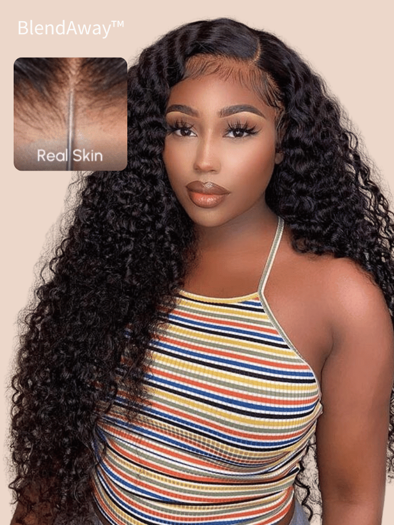 UNice 5x5 Thin HD BlendAway Lace Closure Black Glueless Jerry Curly Wig 180% Density