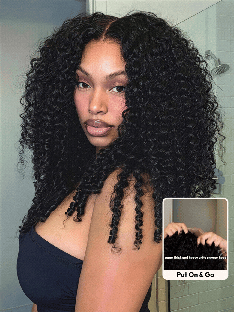 UNice Bye-Bye Knots 7x5 Pre Cut Lace Curly Texture Premium Hair Wig With Finger Coil Ends