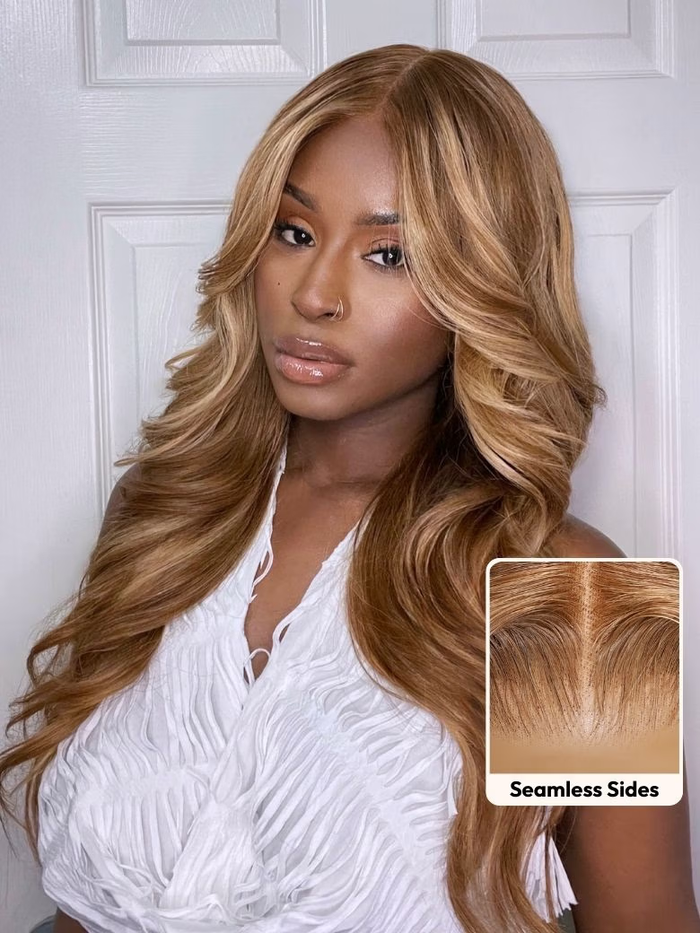 UNice 13x4 Pre-Everything Lace Frontal Wig & 7x5 Lace Honey Blonde Highlights Body Wave 180% Density Wig