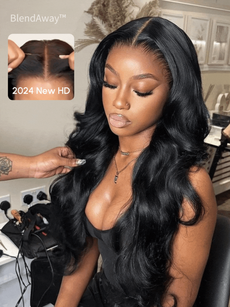 180% Density 5x5 HD lace HD BlendAway Pre Cut Lace Closure Glueless Body Wave Affordable Wig with ByeBye-Knots Match All Skin Tones